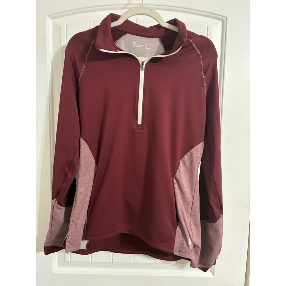 Under Armour ColdGear 1/4 Zip Pullover Womens Large Burgundy